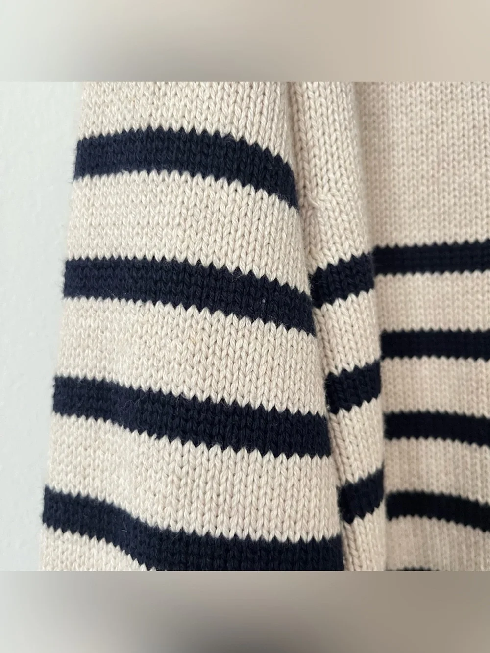 NWT J.Crew Men's Striped Chunky Knit Sweater Ivory Navy XXL Shawl Collar Preppy
